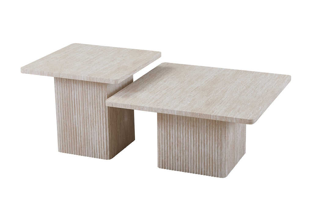 Set van 2 Salontafels 'Bobby' Decor travertin Beige (2c)